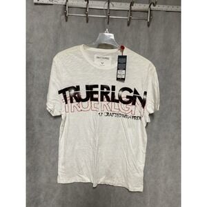 NWT True Religion Shirt Men  XL White Spell Out Retro Logo‎ Tee Graphic VTG Y2K